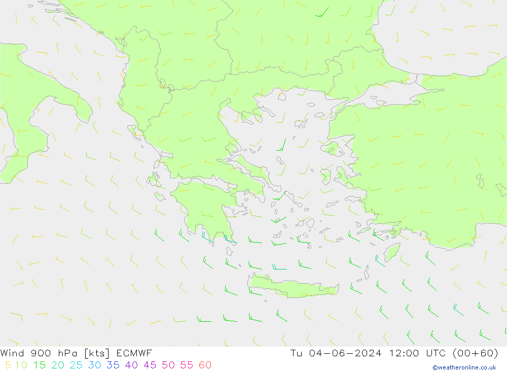wiatr 900 hPa ECMWF wto. 04.06.2024 12 UTC