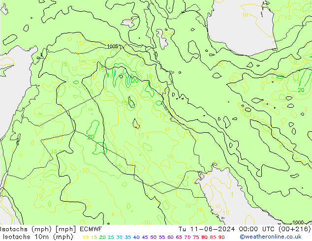 Isotachs (mph) ECMWF mar 11.06.2024 00 UTC