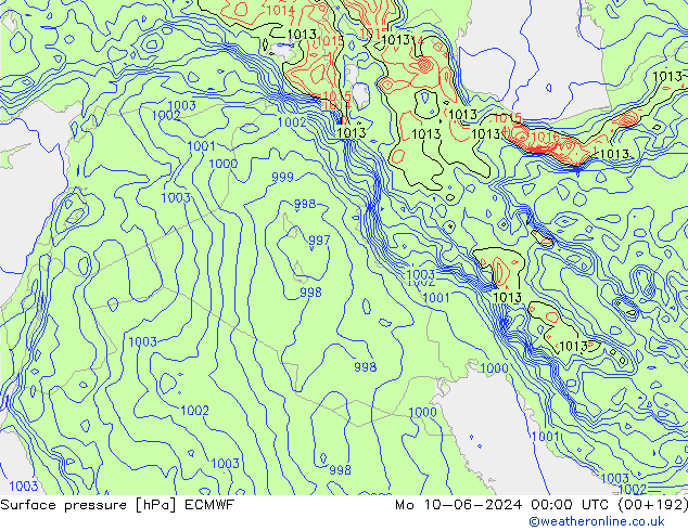 Surface pressure ECMWF Mo 10.06.2024 00 UTC