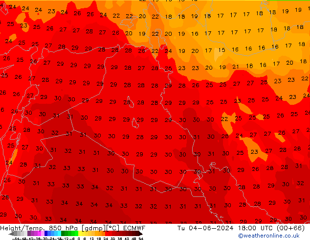 Z500/Rain (+SLP)/Z850 ECMWF Tu 04.06.2024 18 UTC