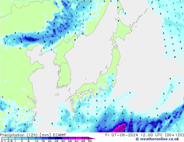 Precipitação (12h) ECMWF Sex 07.06.2024 00 UTC