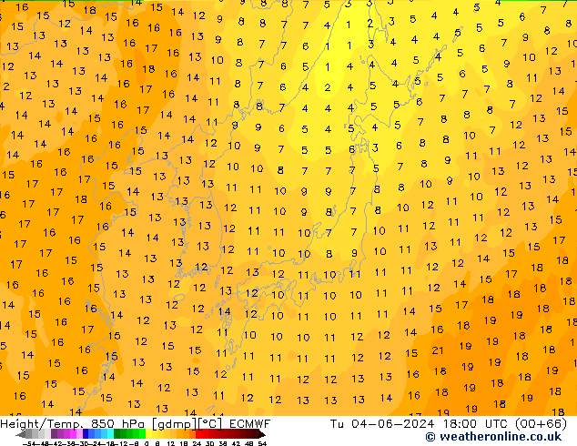 Z500/Rain (+SLP)/Z850 ECMWF вт 04.06.2024 18 UTC