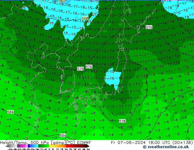 Z500/Rain (+SLP)/Z850 ECMWF пт 07.06.2024 18 UTC