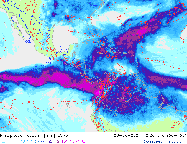 Precipitation accum. ECMWF Qui 06.06.2024 12 UTC