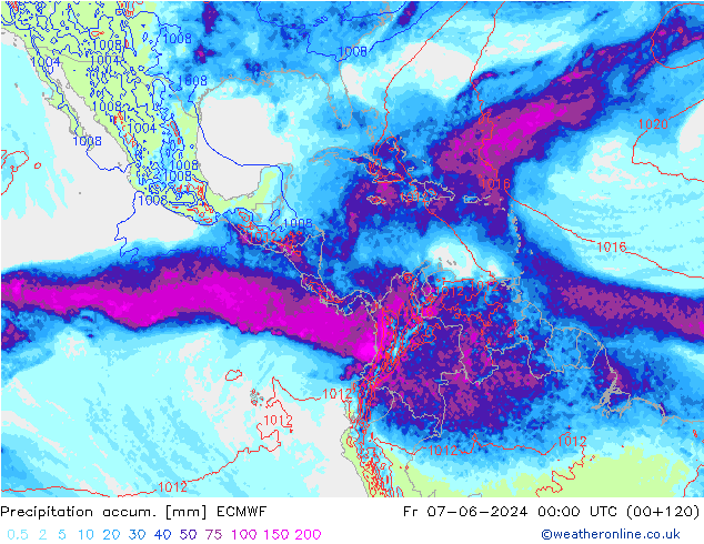 Precipitación acum. ECMWF vie 07.06.2024 00 UTC
