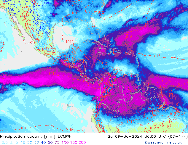 Toplam Yağış ECMWF Paz 09.06.2024 06 UTC