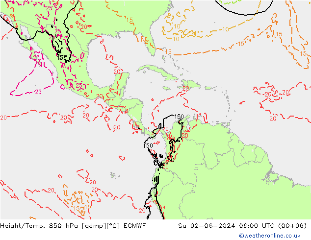 Height/Temp. 850 hPa ECMWF  02.06.2024 06 UTC