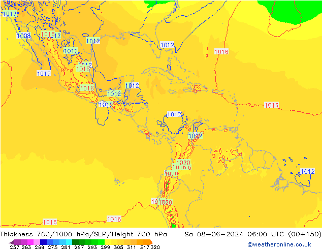 Thck 700-1000 hPa ECMWF sab 08.06.2024 06 UTC