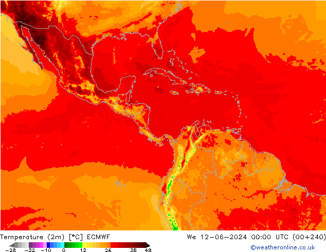 Sıcaklık Haritası (2m) ECMWF Çar 12.06.2024 00 UTC