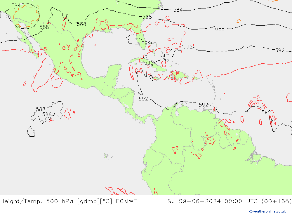 Height/Temp. 500 hPa ECMWF Ne 09.06.2024 00 UTC