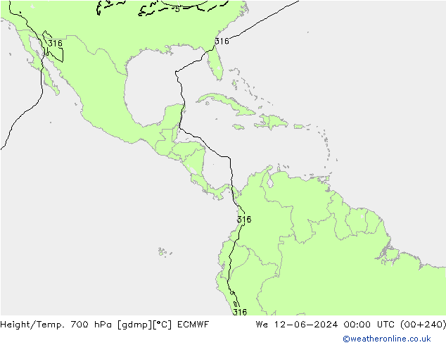 Géop./Temp. 700 hPa ECMWF mer 12.06.2024 00 UTC