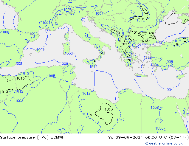 Surface pressure ECMWF Su 09.06.2024 06 UTC