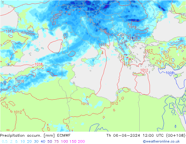 Toplam Yağış ECMWF Per 06.06.2024 12 UTC