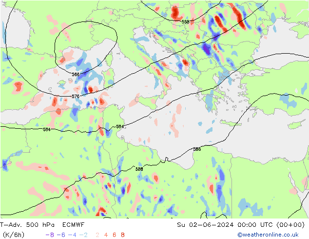 T-Adv. 500 hPa ECMWF dom 02.06.2024 00 UTC