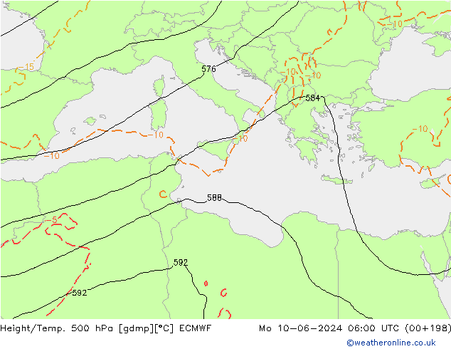 Z500/Rain (+SLP)/Z850 ECMWF lun 10.06.2024 06 UTC