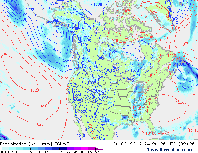 Z500/Regen(+SLP)/Z850 ECMWF zo 02.06.2024 06 UTC