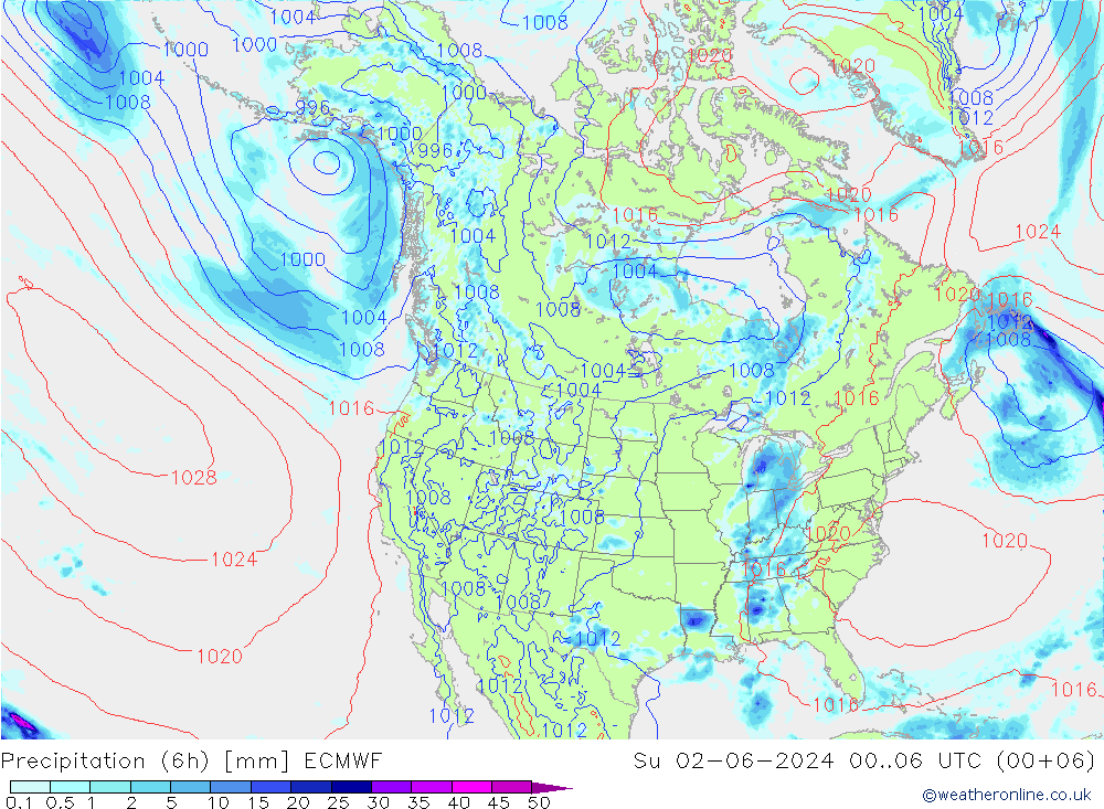 Z500/Rain (+SLP)/Z850 ECMWF Dom 02.06.2024 06 UTC