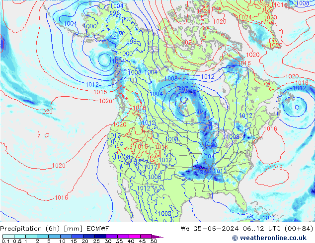 Z500/Rain (+SLP)/Z850 ECMWF Mi 05.06.2024 12 UTC