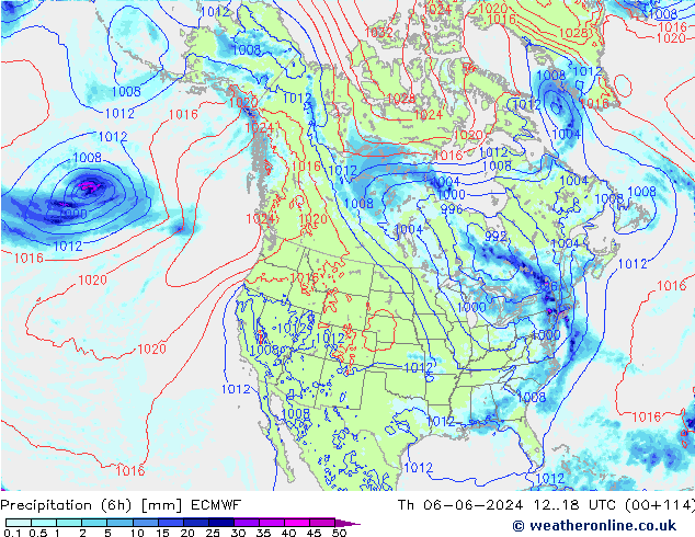 Précipitation (6h) ECMWF jeu 06.06.2024 18 UTC