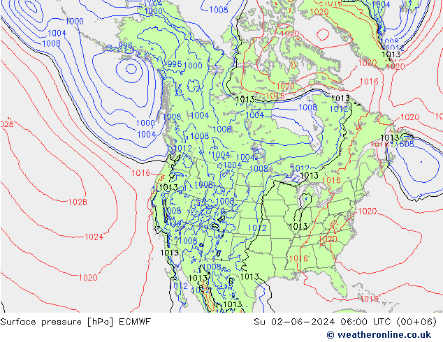 Bodendruck ECMWF So 02.06.2024 06 UTC