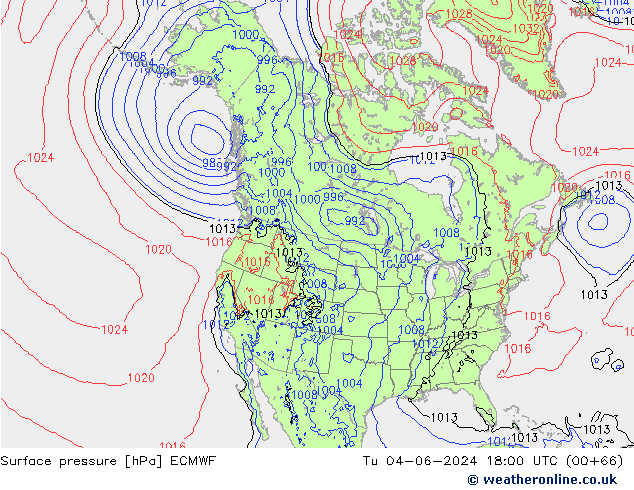 Presión superficial ECMWF mar 04.06.2024 18 UTC