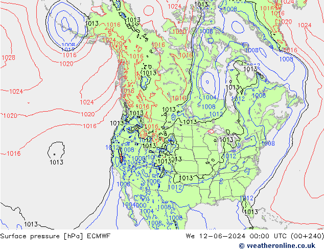 Bodendruck ECMWF Mi 12.06.2024 00 UTC