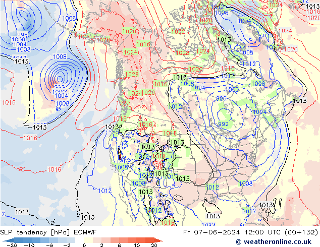 Drucktendenz ECMWF Fr 07.06.2024 12 UTC