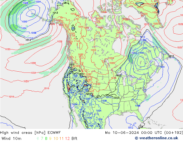 High wind areas ECMWF Mo 10.06.2024 00 UTC
