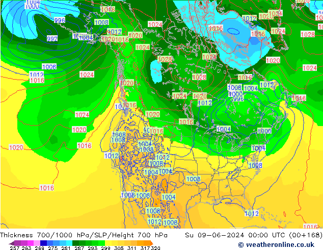 Thck 700-1000 hPa ECMWF Su 09.06.2024 00 UTC