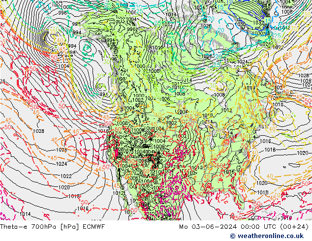 Theta-e 700hPa ECMWF Mo 03.06.2024 00 UTC