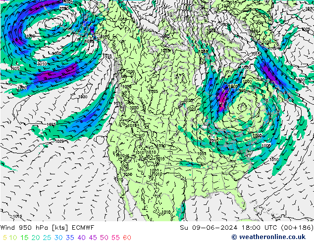 Wind 950 hPa ECMWF Su 09.06.2024 18 UTC