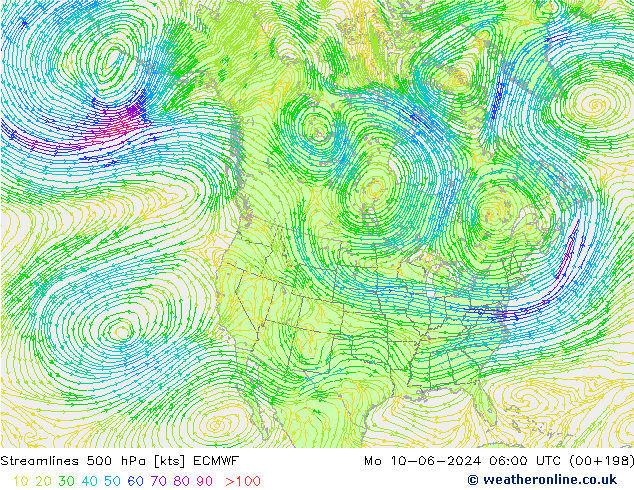 Streamlines 500 hPa ECMWF Mo 10.06.2024 06 UTC