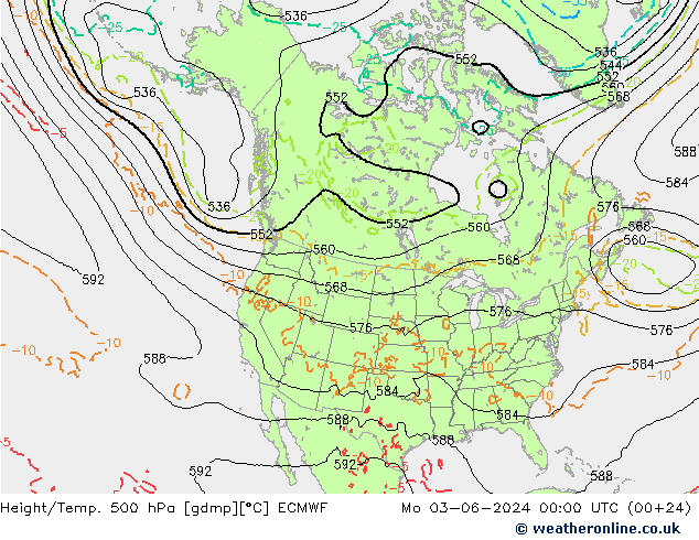 Z500/Rain (+SLP)/Z850 ECMWF Mo 03.06.2024 00 UTC