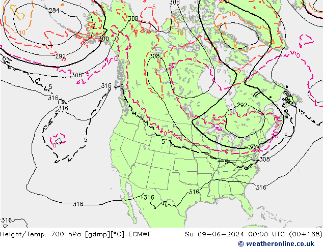 Height/Temp. 700 hPa ECMWF  09.06.2024 00 UTC