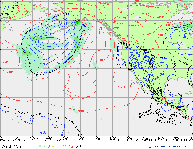 High wind areas ECMWF  08.06.2024 18 UTC