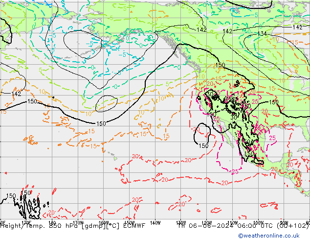 Height/Temp. 850 hPa ECMWF Qui 06.06.2024 06 UTC