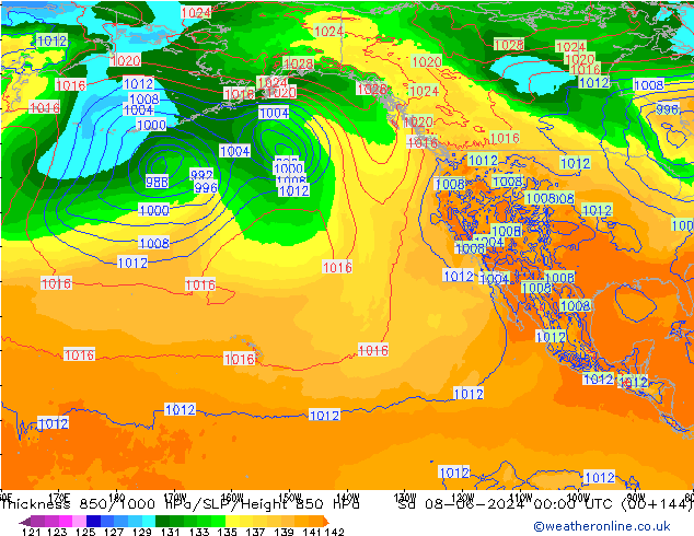 Thck 850-1000 hPa ECMWF Sa 08.06.2024 00 UTC