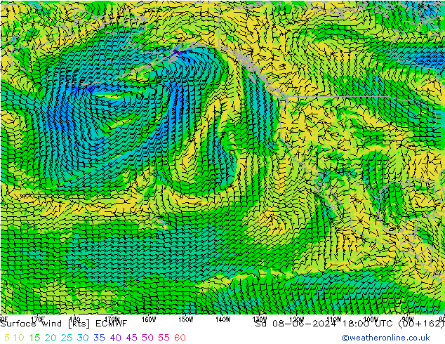 ветер 10 m ECMWF сб 08.06.2024 18 UTC