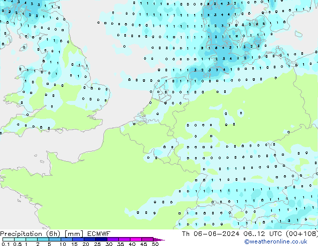 Z500/Rain (+SLP)/Z850 ECMWF чт 06.06.2024 12 UTC