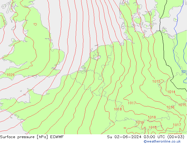 Bodendruck ECMWF So 02.06.2024 03 UTC