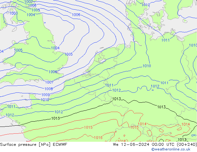 Surface pressure ECMWF We 12.06.2024 00 UTC
