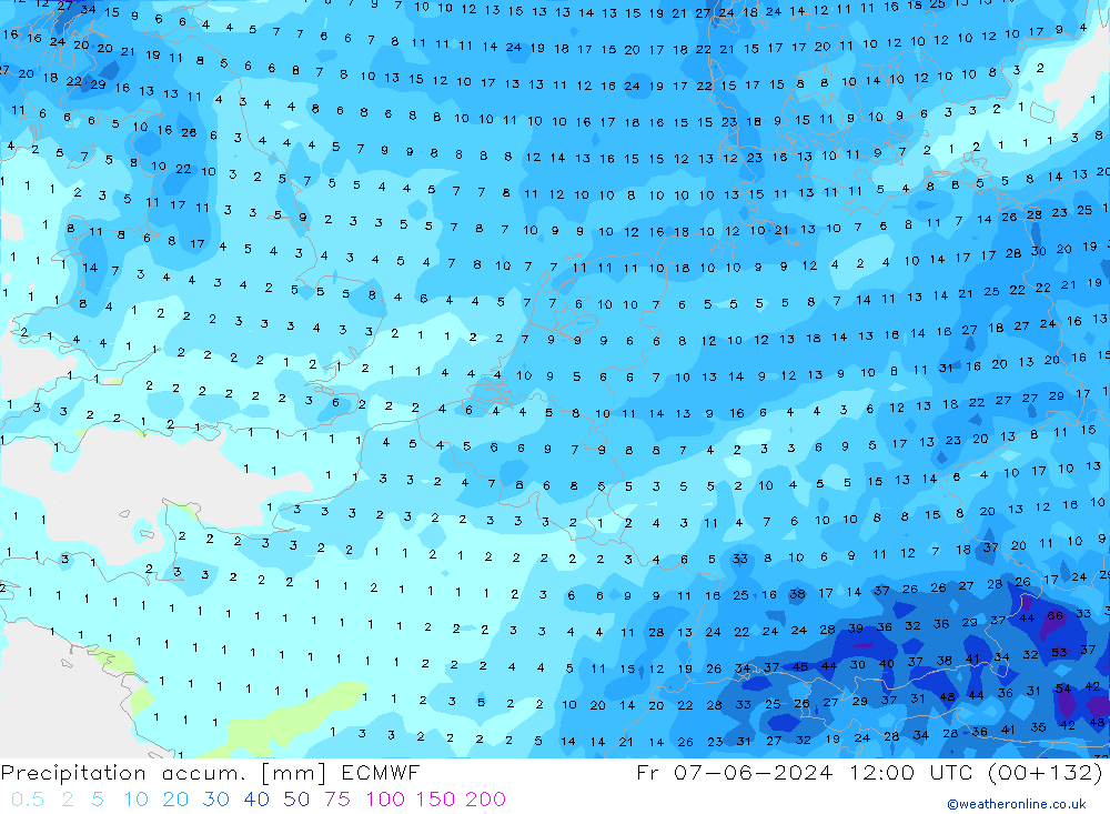 Nied. akkumuliert ECMWF Fr 07.06.2024 12 UTC