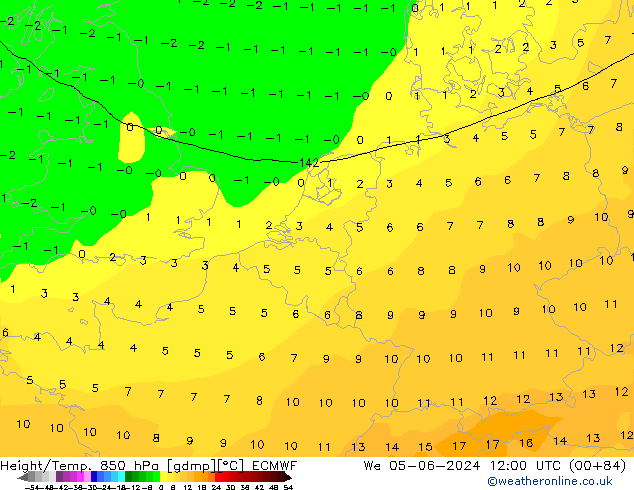 Z500/Rain (+SLP)/Z850 ECMWF We 05.06.2024 12 UTC