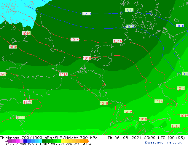 700-1000 hPa Kalınlığı ECMWF Per 06.06.2024 00 UTC