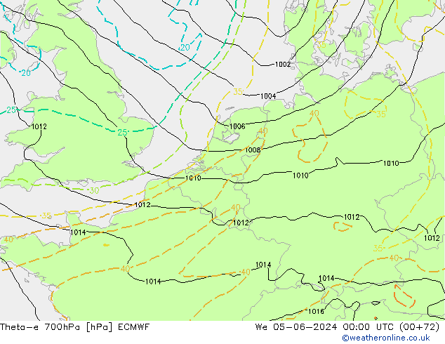 Theta-e 700гПа ECMWF ср 05.06.2024 00 UTC