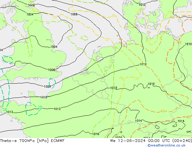 Theta-e 700hPa ECMWF St 12.06.2024 00 UTC