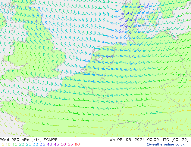 ветер 950 гПа ECMWF ср 05.06.2024 00 UTC