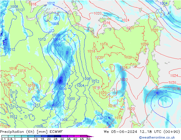 Z500/Rain (+SLP)/Z850 ECMWF Qua 05.06.2024 18 UTC