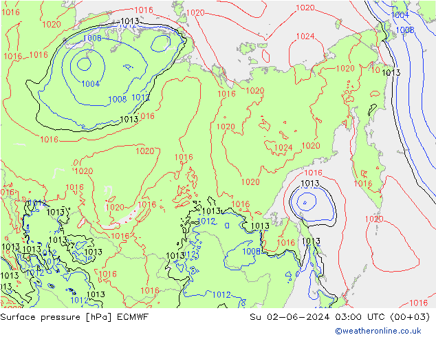 Bodendruck ECMWF So 02.06.2024 03 UTC