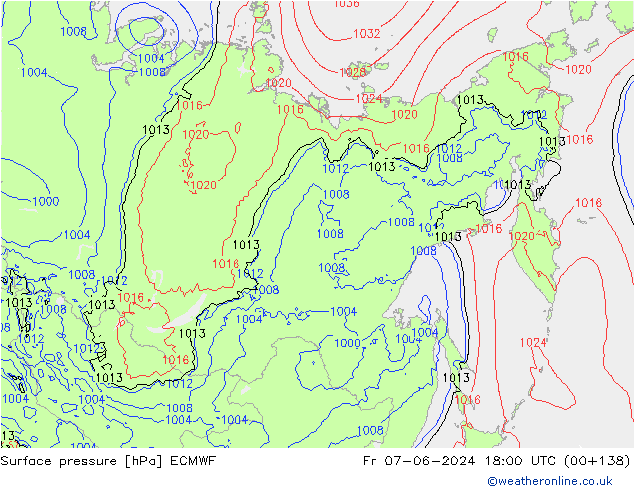 pressão do solo ECMWF Sex 07.06.2024 18 UTC